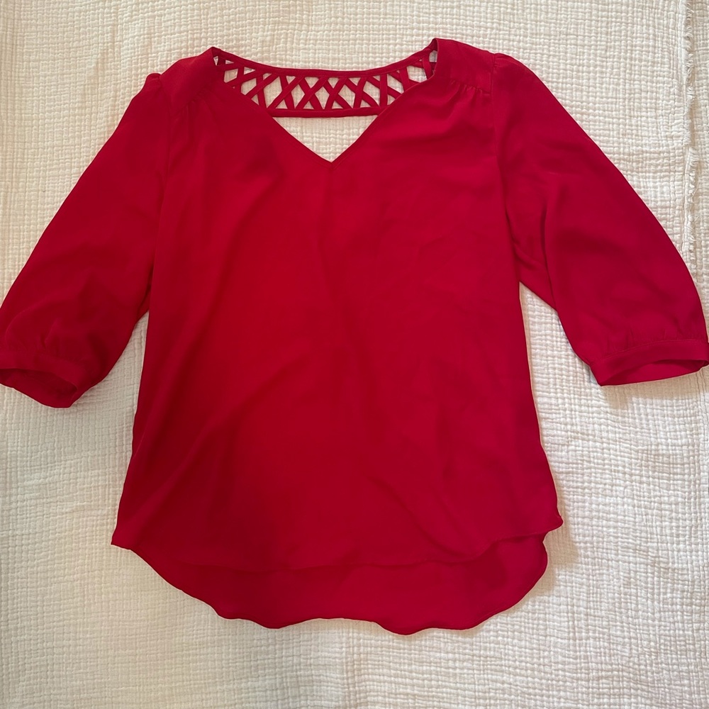 Class red dress top with unique neck detailing